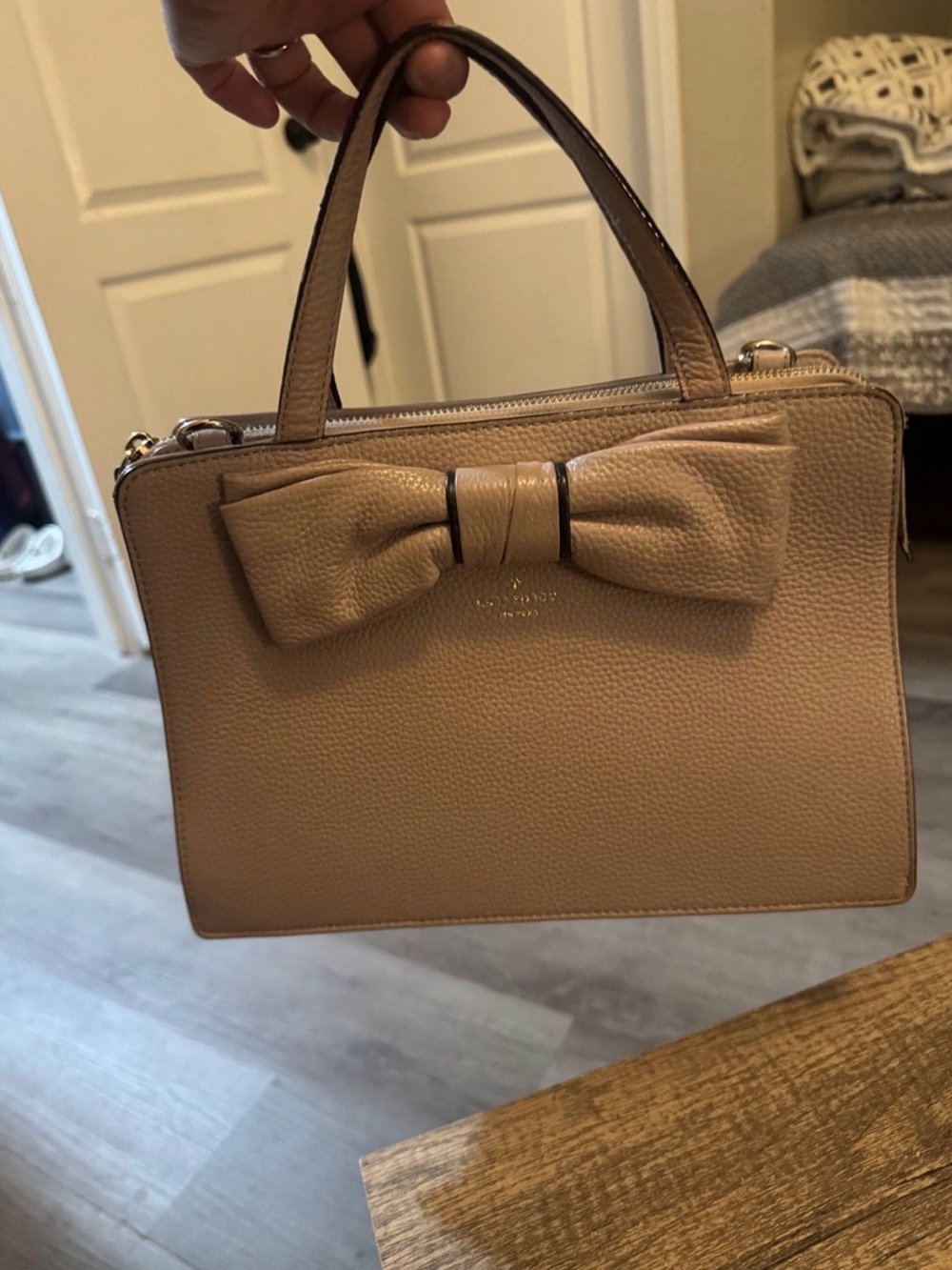 kate spade pebbled bow satchel - taupe gray - Picture 9 of 10